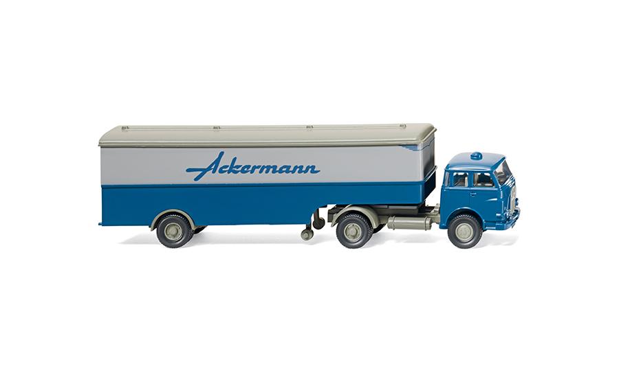 Box body semi-trailer truck (MAN Pausbacke) "Ackermann"