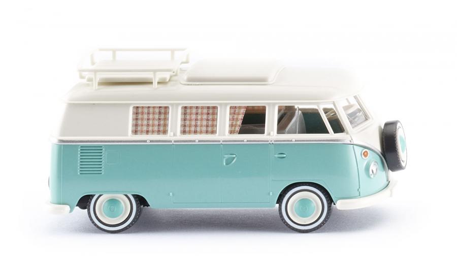 VW T1 recreational vehicle - pastel turquoise/pearly white